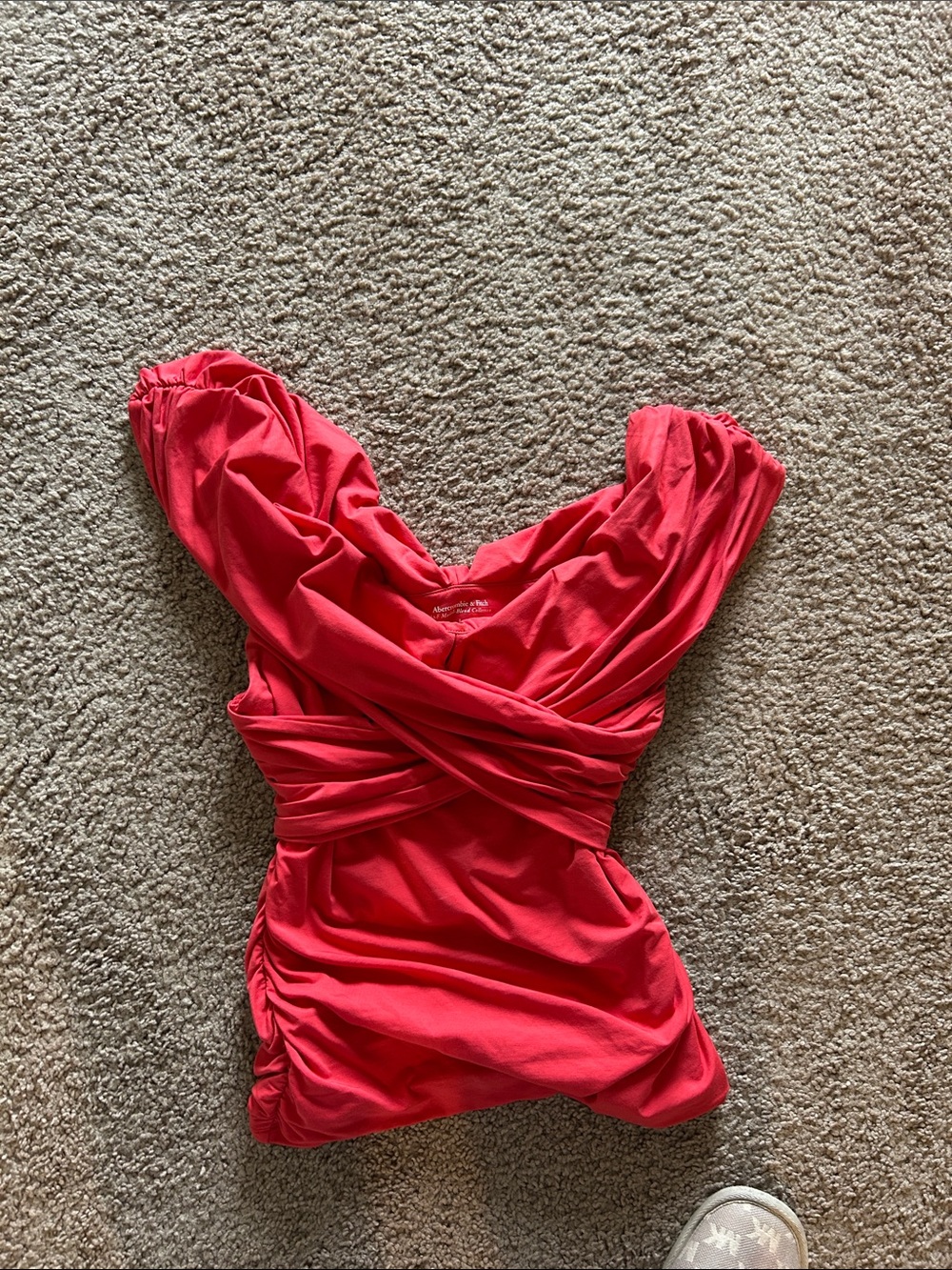 Women’s Red Ruched Off-Shoulder Top